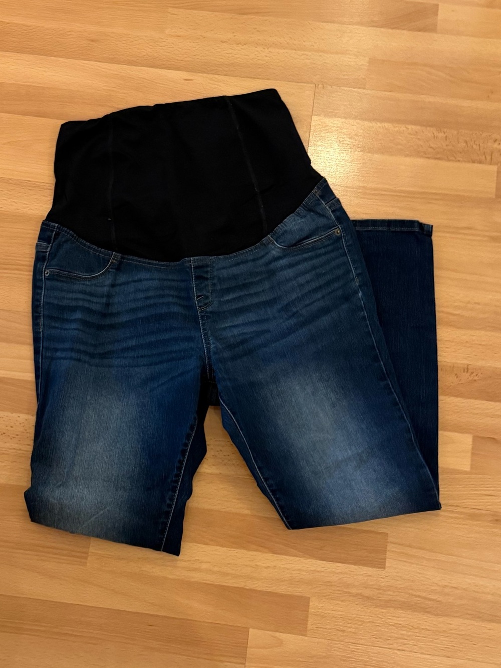 Isabel Maternity by Ingrid & Isabel Dark Blue Denim Jeans with Black Belly Panel
